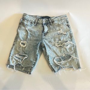 Aeropostale Slim Short Jean Denim Shorts Mens Sz 27 Light Wash Destroyed